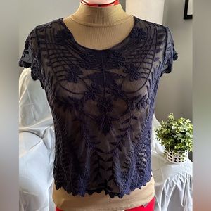 Sheer lace blouse L